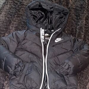 Nike Kids Black Hooded Puffer Jacket